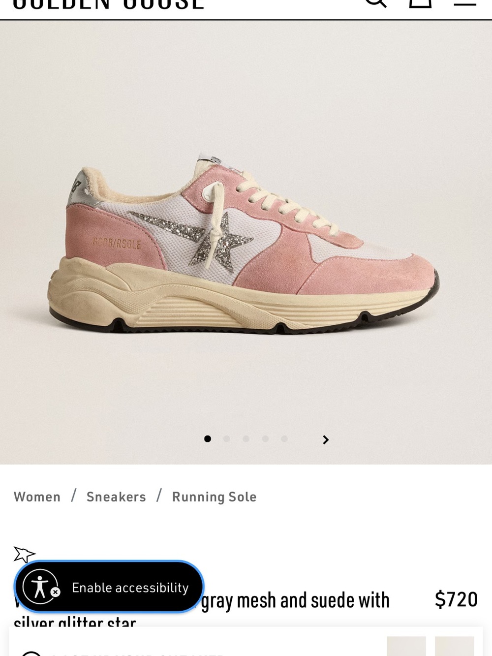 Golden Goose Pink and White Glitter Star Sneakers